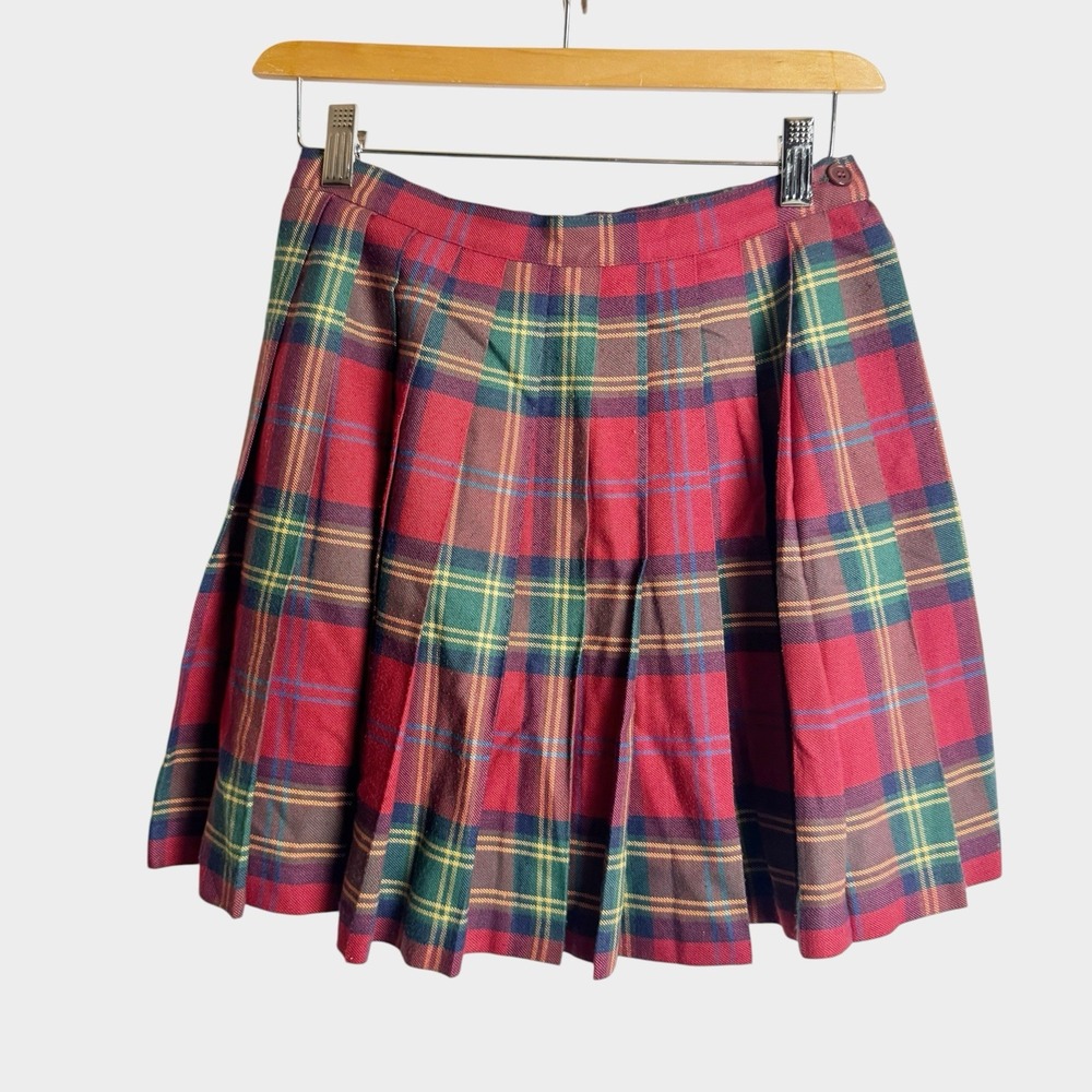 United colors of BENETTON 40/US4 90s Plaid Pleated Mini Skirt Grunge Goth Y2K